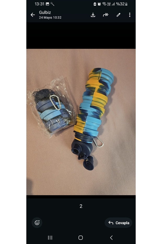 Collapsible, foldable water bottle (500 ml) predominantly in blue.