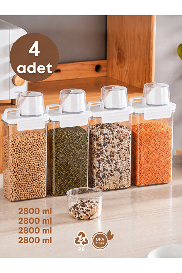 2800ml 4-Pack Food Storage Container, Leak-Proof, Double Seal, Large Chamber with Scale, Bpa Free