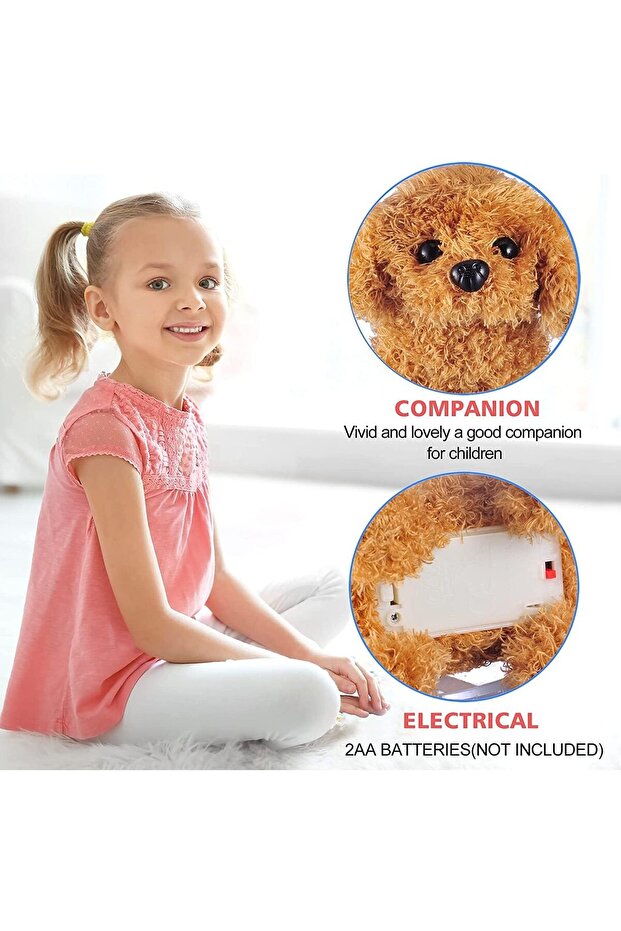 Interactive Plush Puppy Toy, Electronic Walking & Barking Dog with Tail Wagging, Stretching, Responding to Touch