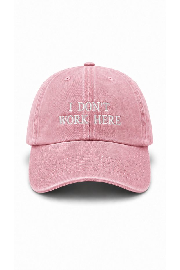 "I Don'T Work Here" Embroidered Vintage Washed Cap Hat
