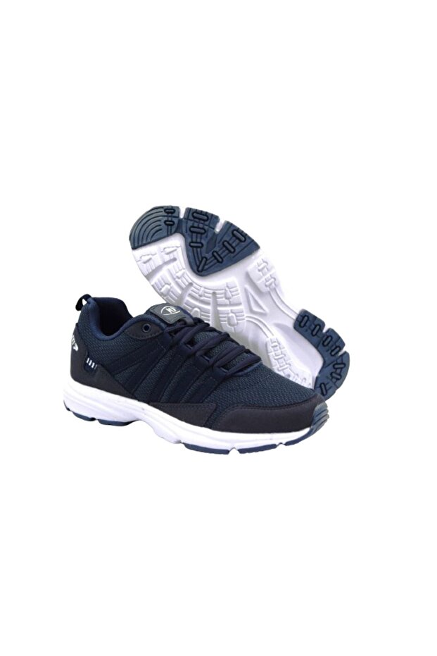 Lightweight Sole Lace-Up Daily Comfortable Unisex Sports Shoes Navy White Sneaker - Running, Walking