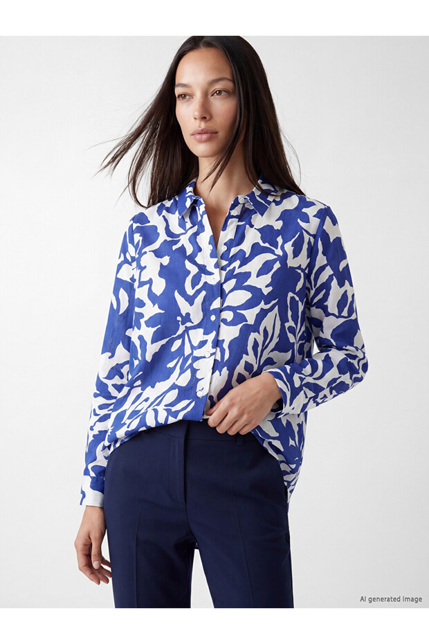 Blue Floral Women's Shirt Tunic