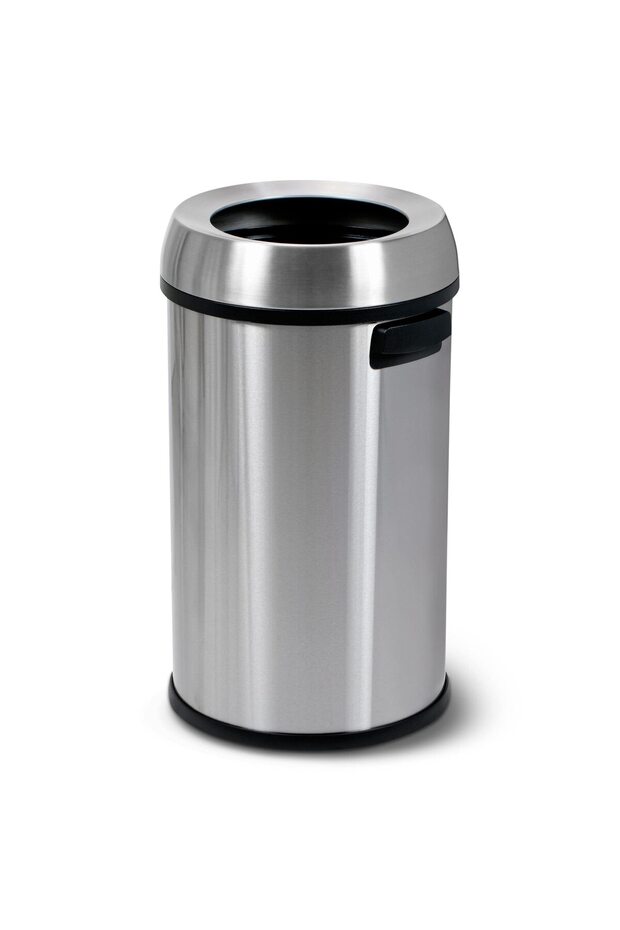 Open Top Trash Can 65L / 17 Gal, Heavy Duty Commercial Grade Stainless Steel Garbage Bin, Large Capacity Waste Container for Kitchen, Outdoor, Office and Restaurant, Frosted Finish