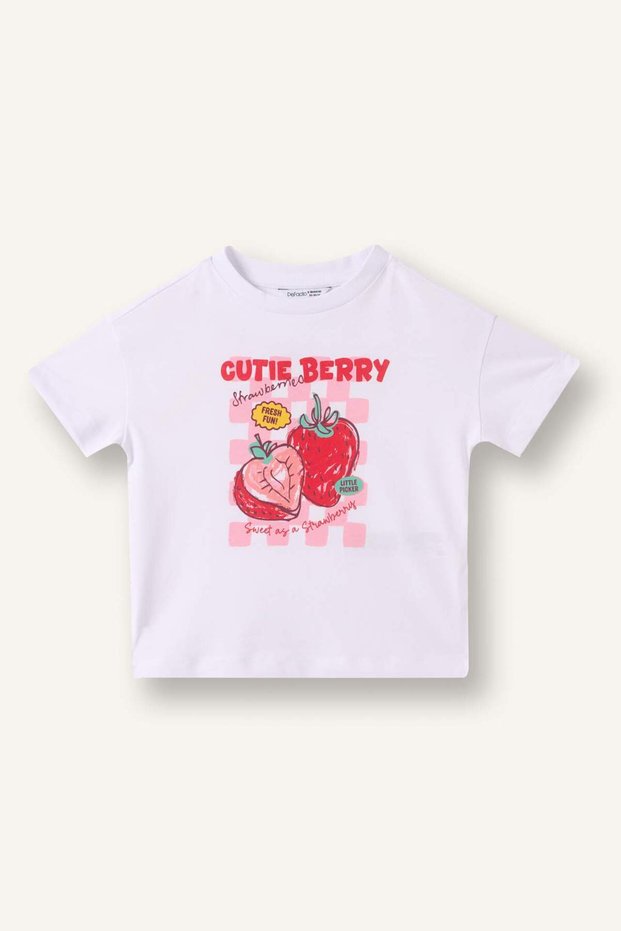 100% Cotton Relax Fit Combed Cotton Short Sleeve Purple White T-Shirt Baby Girl H8231A526Sm