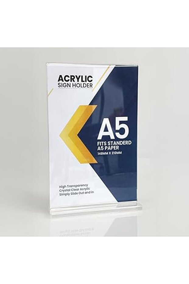 Acrylic Sign Holder A5, 1 Pack - Clear Display sign Stand for Store Sign Holders - Vertical Double-Display Items
