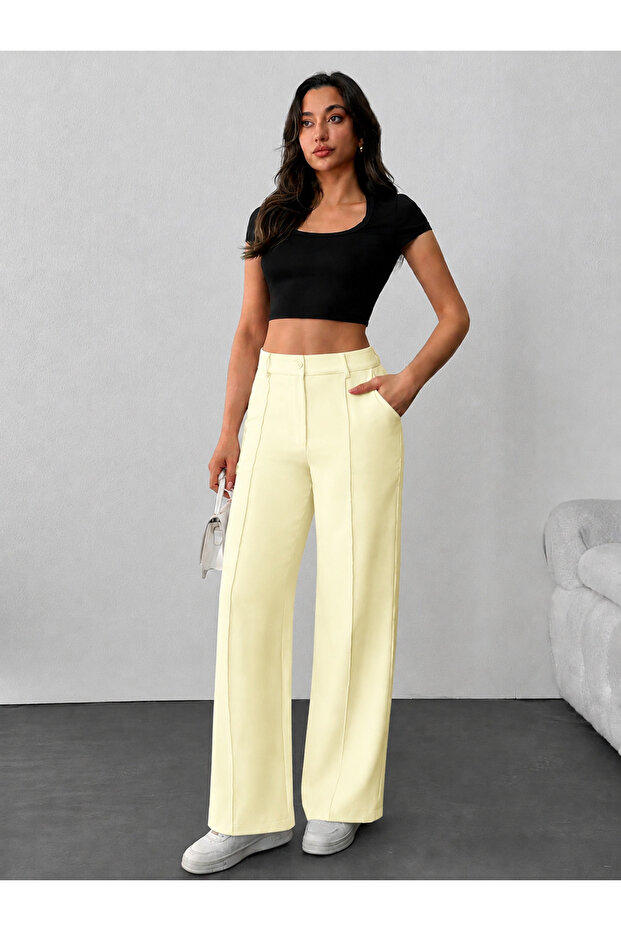 Women's Yellow High Waist Palazzo Trousers