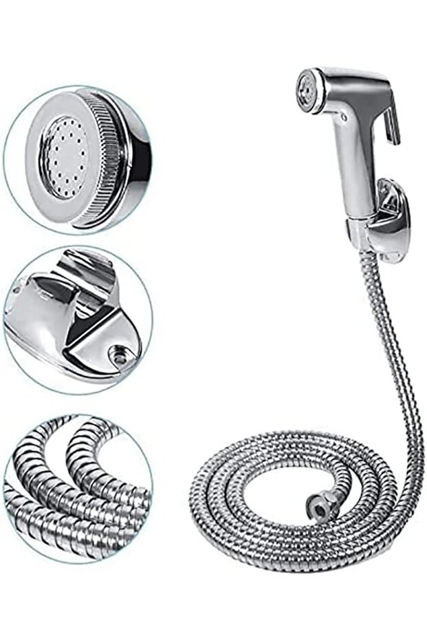 Toilet Shattaf Set(Crome Plated) Handheld Bidet Sprayer with Adjustable Water Pressure Control