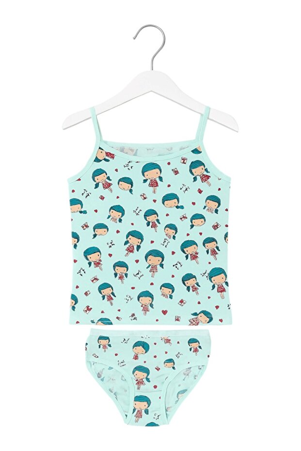Girl's Aqua Green Cotton Underwear Set