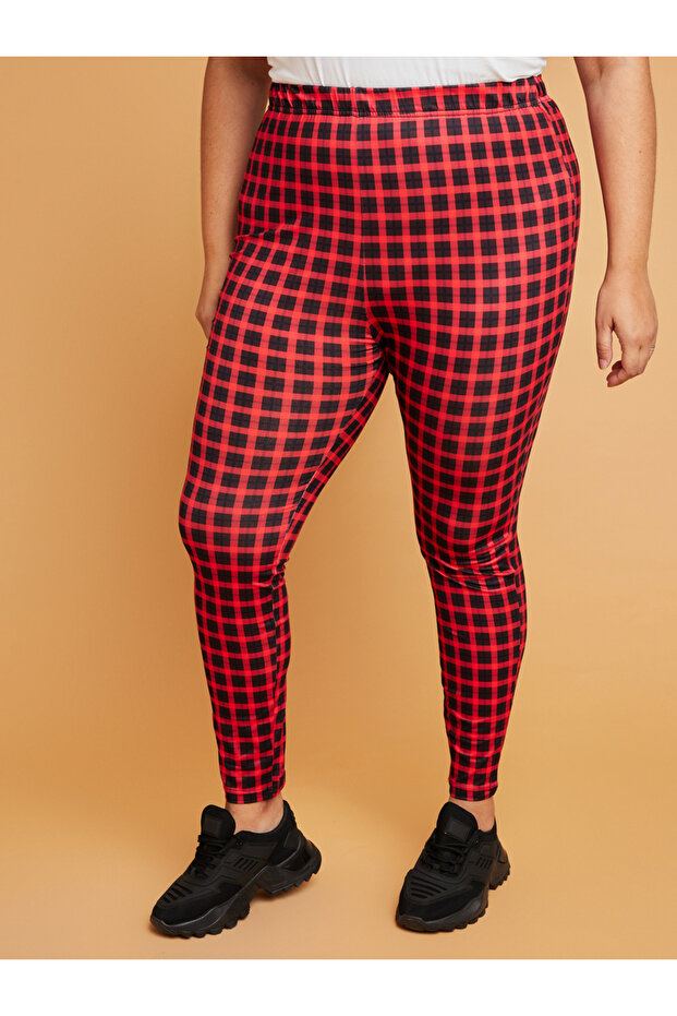 Plus High Waist Checked Leggings