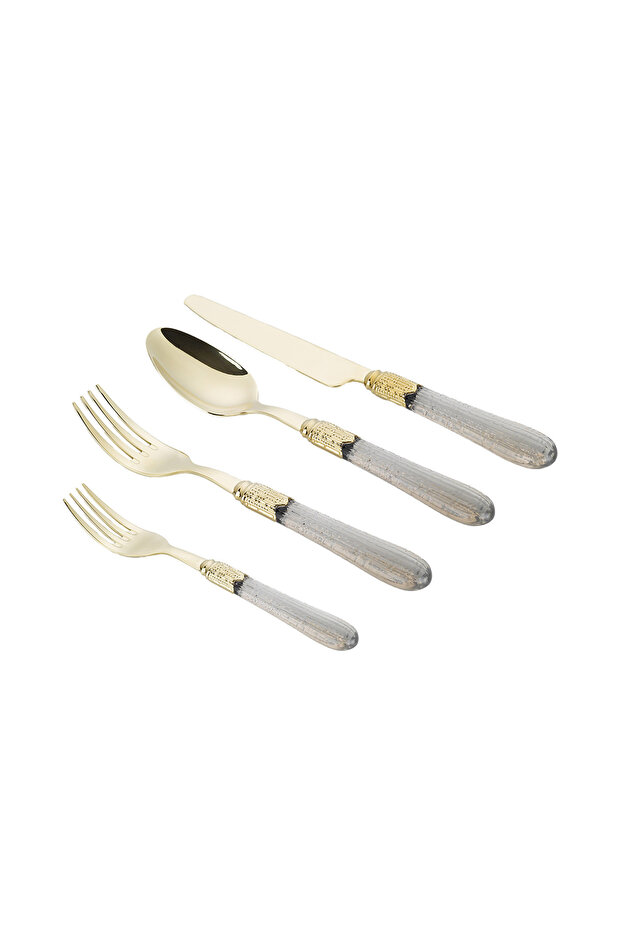 Lure 16 Piece Stainless Steel Gold Fork Spoon Knife Set