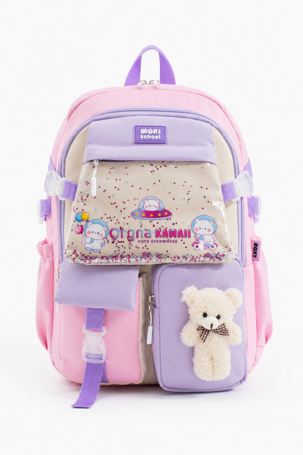 Kawaii Korean Style School Bag Waterproof Gabardine with Laptop Compartment 44X30X20 cm