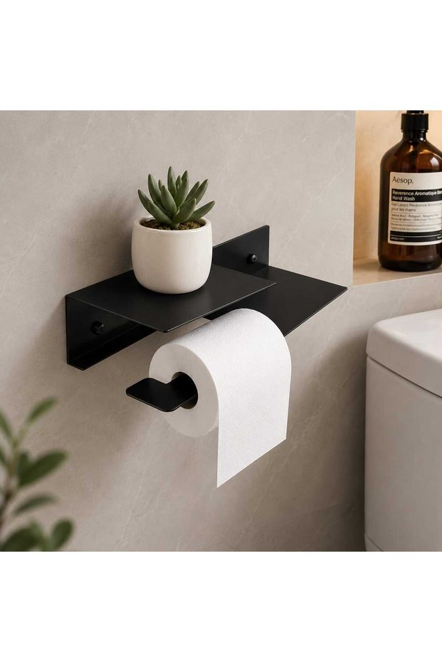 Doqu Bathroom Shelf-Wall Mounted Shelf with Paper Holder