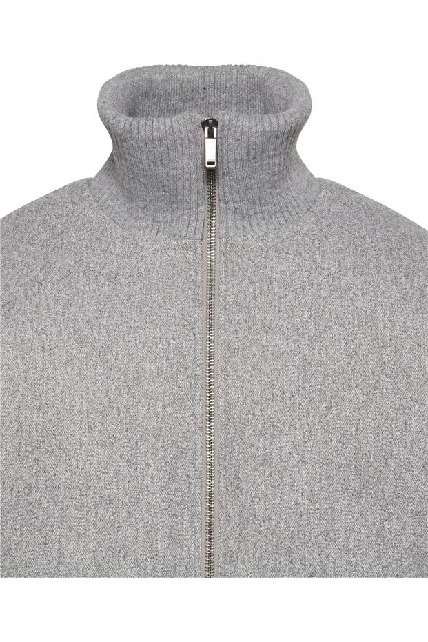 Ls Melange Rib Neck Wool Erkek Şişme Mont Gri - 3