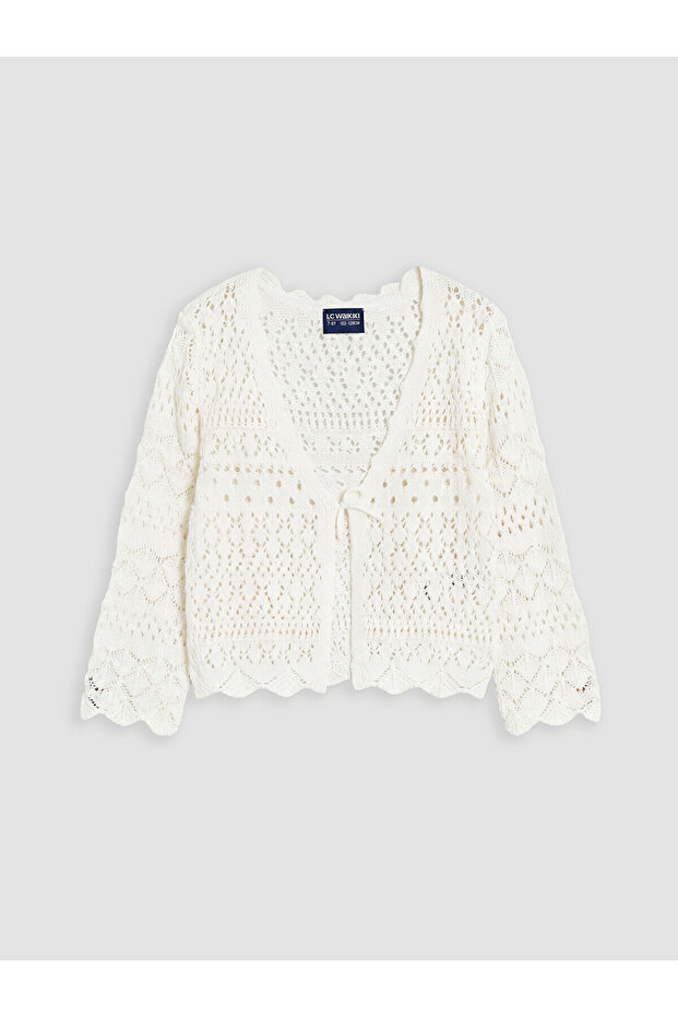 Özmarka New Season Openwork Knitted Cardigan for Girls