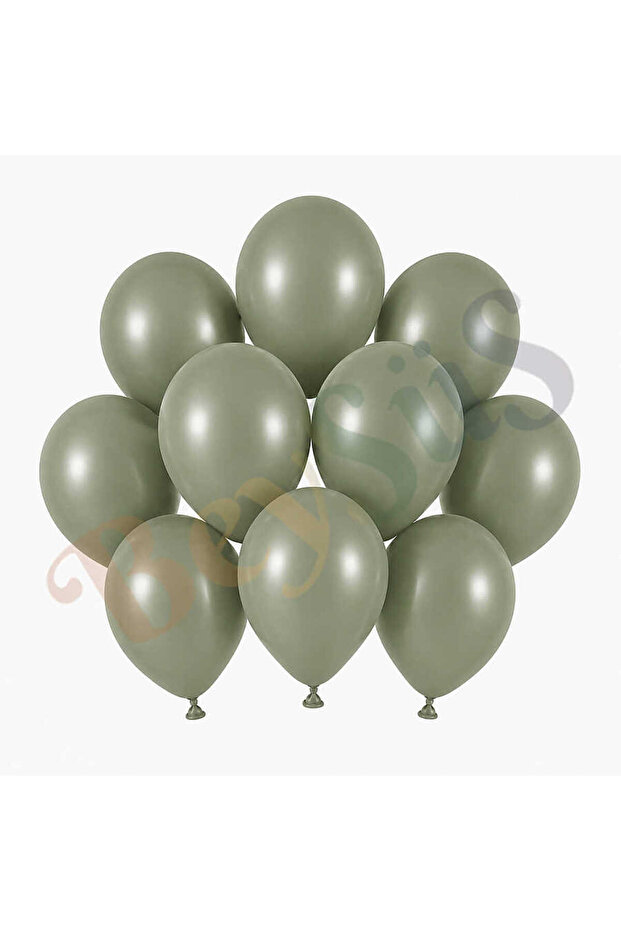 Sage Green Color Latex Retro Balloons (13 cm) - 10 Pieces