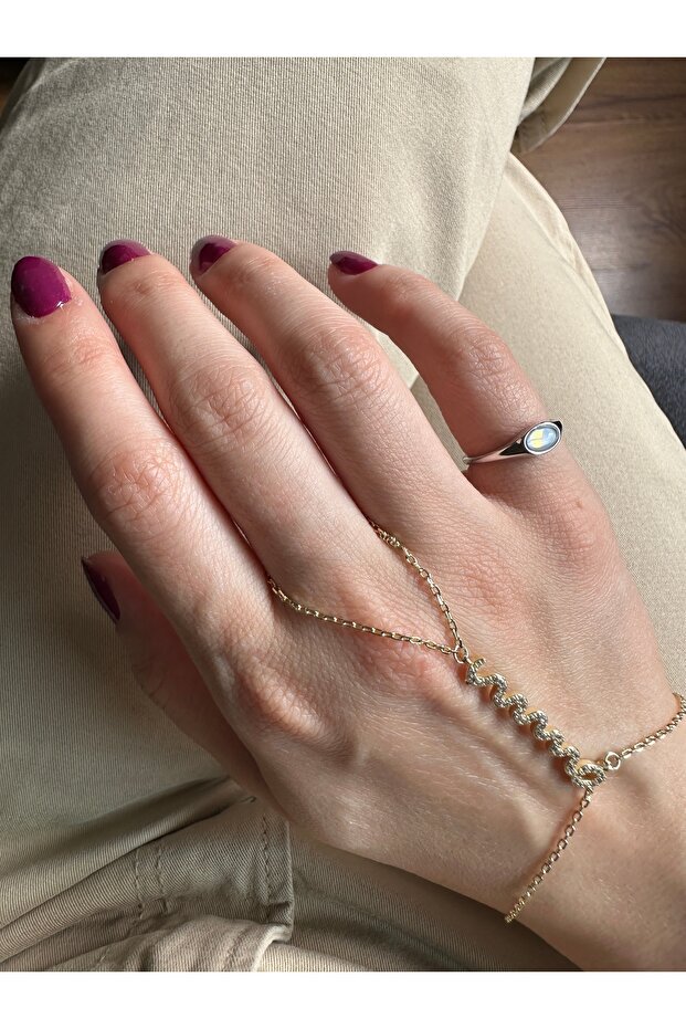 Silver Colored Pearlescent Pinky Ring - 4