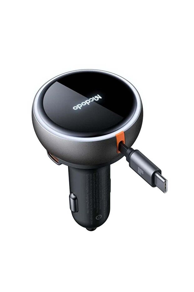 CC4850 80W Car Charger with Retractable Cable Black