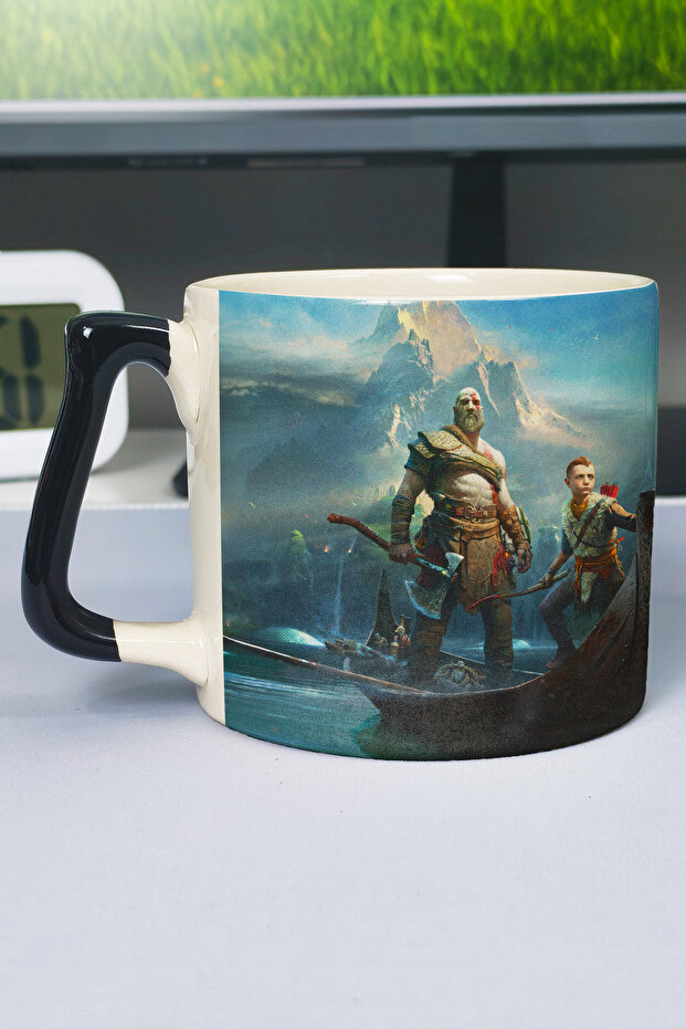 God of War Printed Ceramic Luxury Mug (1 Piece) Special Black Handle Wave Handle V3D
