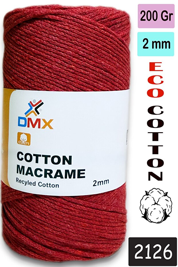 Dmx 2 Mm-Premium Cotton Cotton Macrame Rope-Cotton Chain Macrame Bag Rope -2126
