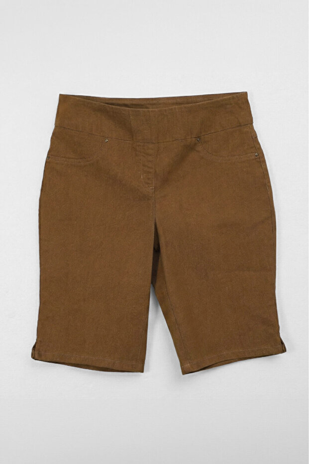 Women's High Waist Lycra Stretchy Brown Jean Shorts