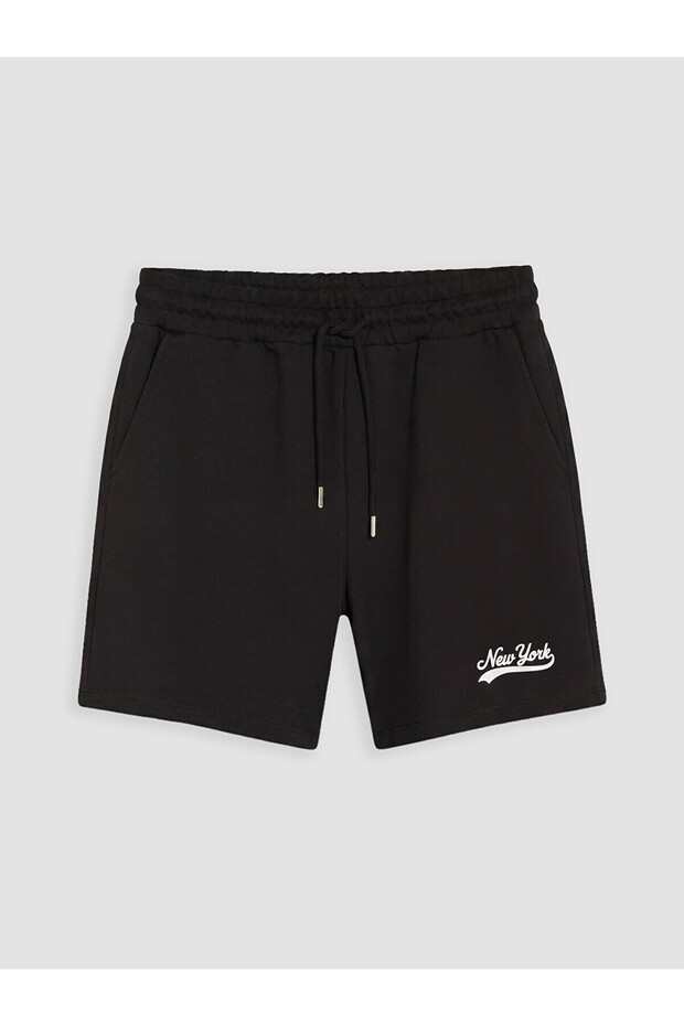 Two Mt Shop Quality Xside Black Elastic Waist New York Printed Women's Shorts