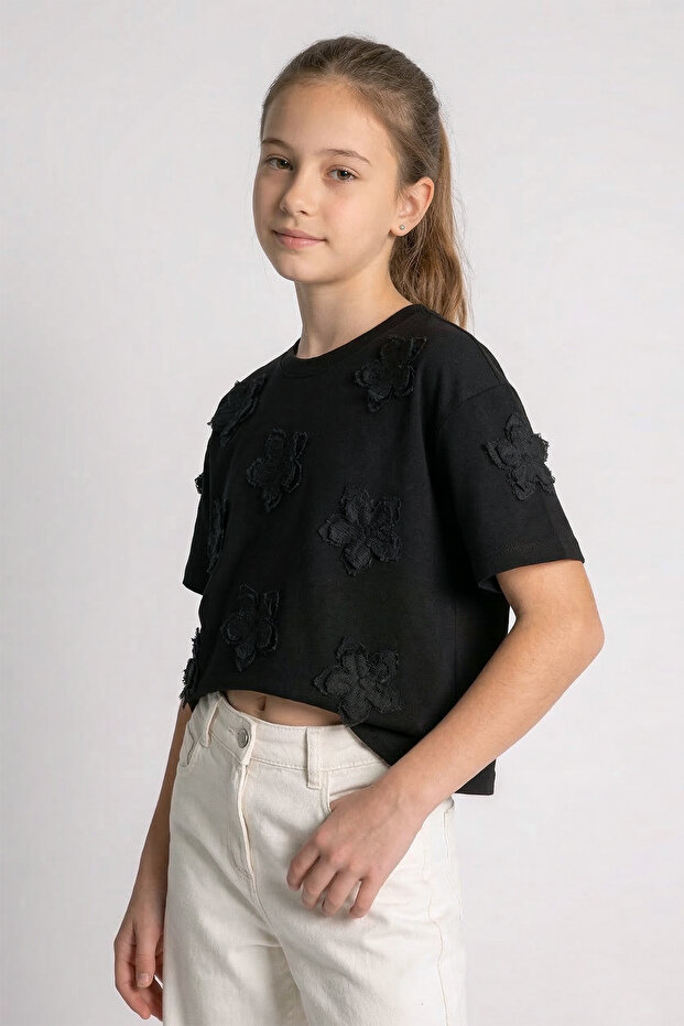 Girl's Mobile Floral Crop T-Shirt
