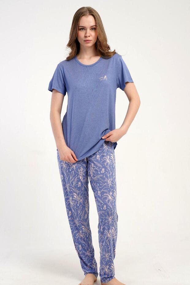 Women's Short Sleeve Pajama Set Purple Summer Comfortable Cut Home Wear Set C3T7N1215