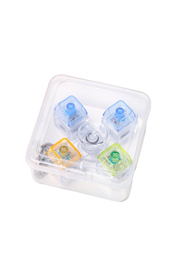 4 Key-spinning grid fidget with RGB Light Keychain, Keyboard, Clicker, Fidget Toy Stress Buster, Spinner