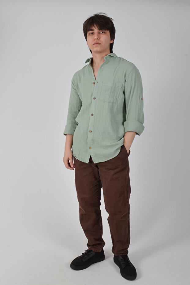 Muslin Oversize Long Sleeve Shirt 100% Cotton Comfortable Fit