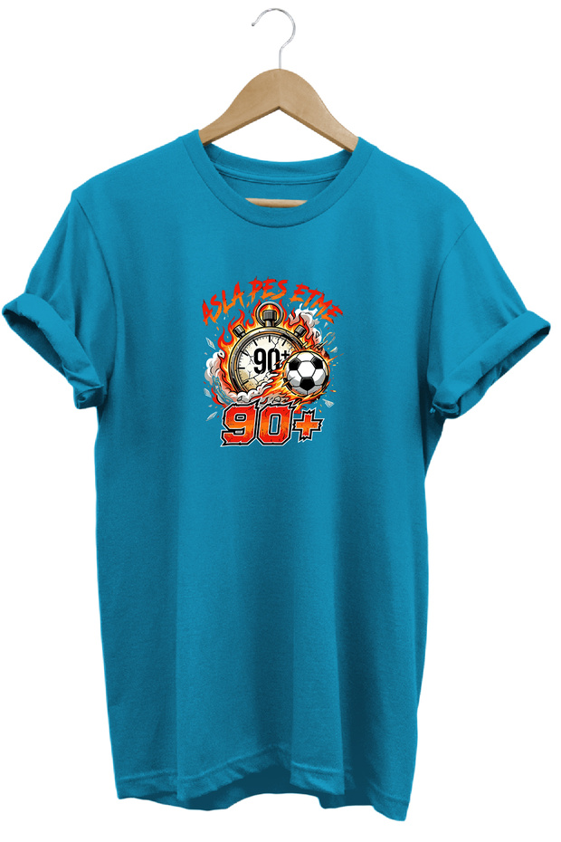 Men's Black Never Give up 90+ Football Printed Crew Neck T-Shirt