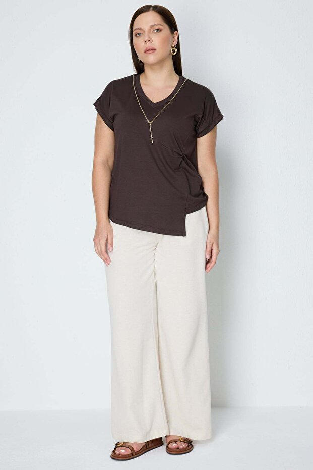 Drawstring Blouse with Chain Accessories - 6