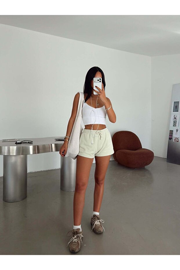 Bel Lastik Mini Shorts - Mint