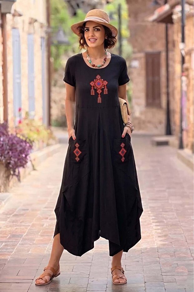 Black Ethnic Embroidered Shalwar Dress