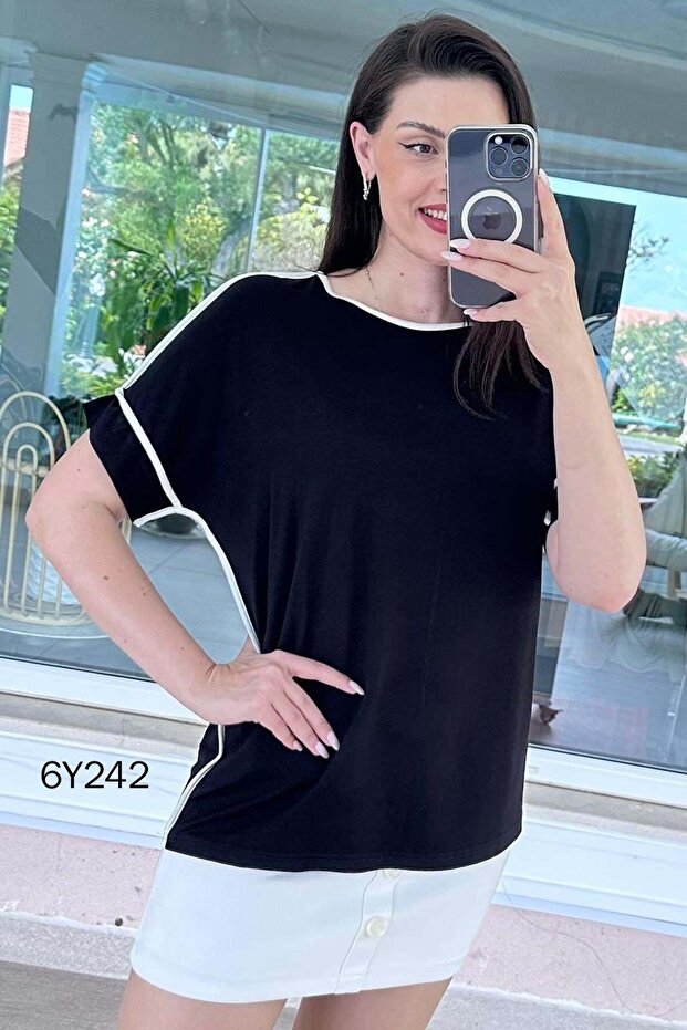 بلوزة من قماش الليكرا والفسكوز الممشط 6y242