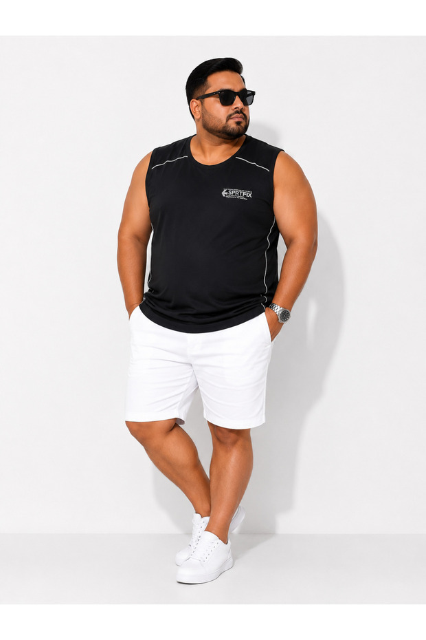 Large Size Cotton Comfortable Fit Crew Neck Sleeveless Men's Undershirt