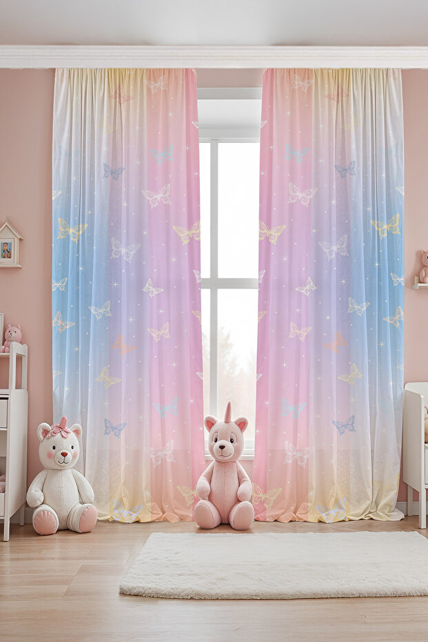 Flying Klbklr Patterned Children's Baby Room Background Curtain (Single Wing Pricing)