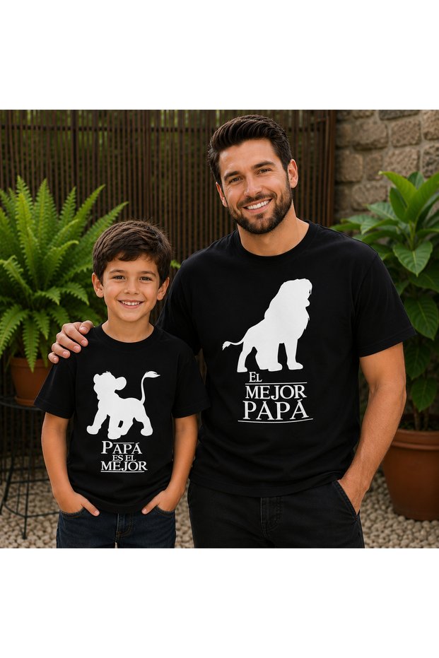 Father Child Oversize T-Shirt with Lions Print (Sold Individually)