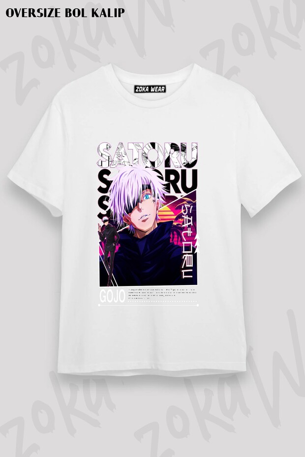 Unisex Loose Fit Jujutsu Kaisen Gojo Satoru V13 Printed T-Shirt
