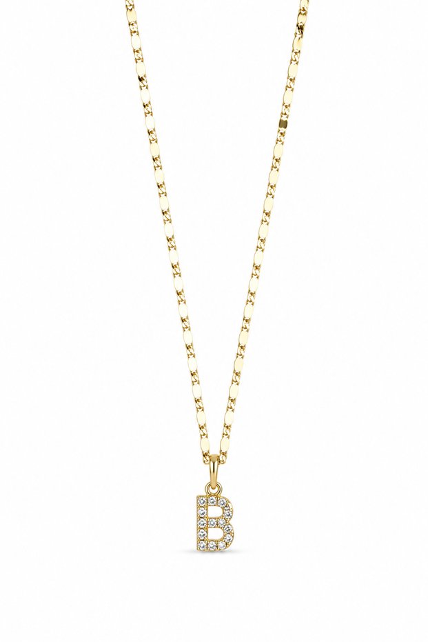 Clara Zircon Stone Letter B Gold Women's Necklace