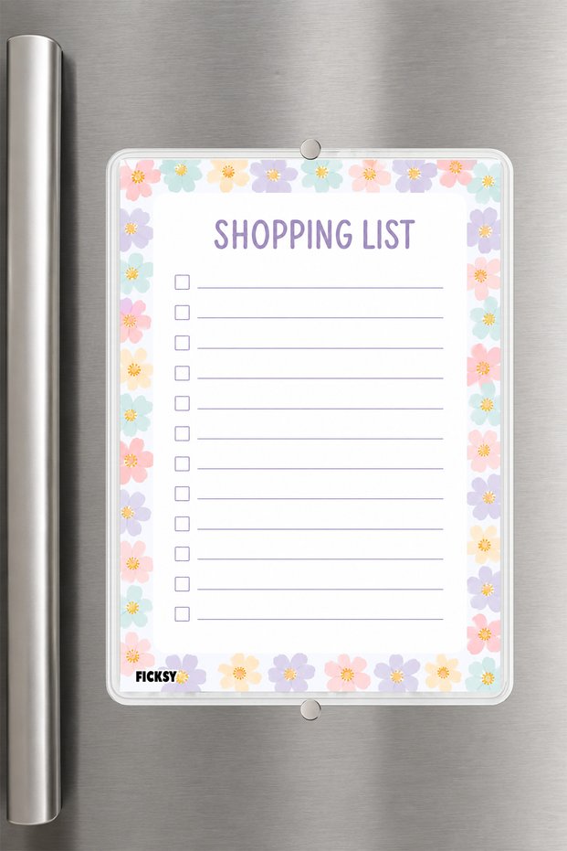 Shopping List - A5 - Magnetic - Pvc - Refrigerator Note Holder & Desktop - Summer Erase - Planner