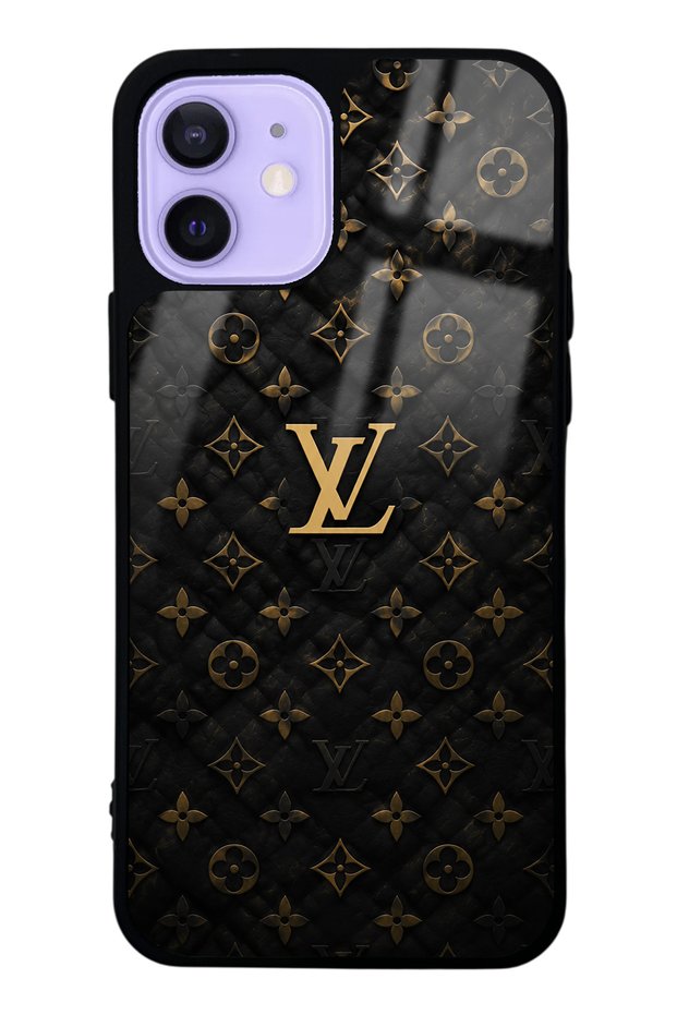 iPhone 12 Black Gold Lv Design Glossy Phone Case