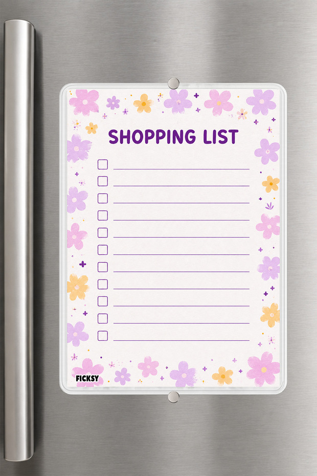 Shopping List - A5 - Magnetic - Pvc - Refrigerator Note Holder & Desktop - Summer Erase - Planner