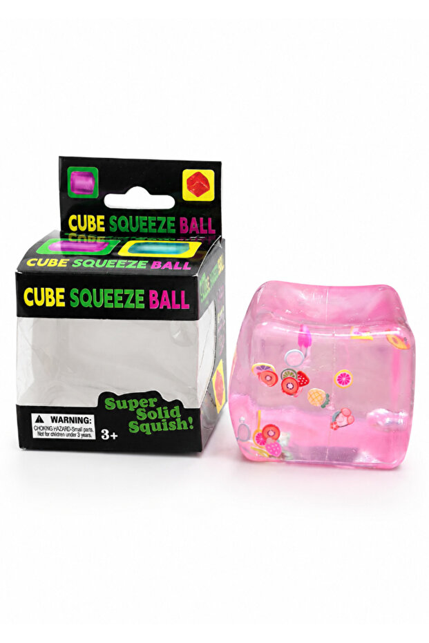 Crystal Cube Squeeze Ball Fruit Sticker Stress Toy, Super Solid Squish Sensory Fidget