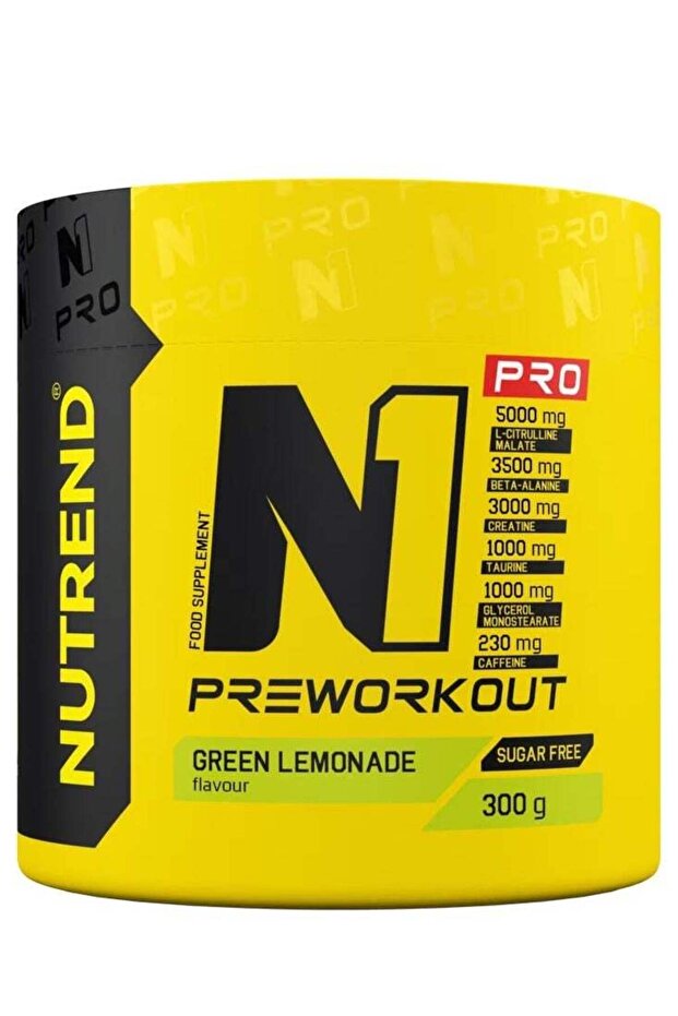 N1 Pro Pre Workout Sugar Free 300 Grams, Green Lemonade