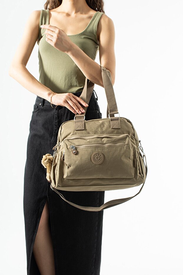 Ultra-Light, Multi-Pocket, Multi-Compartment Shoulder Handbag (Sports, Travel, Casual) Brown Mod