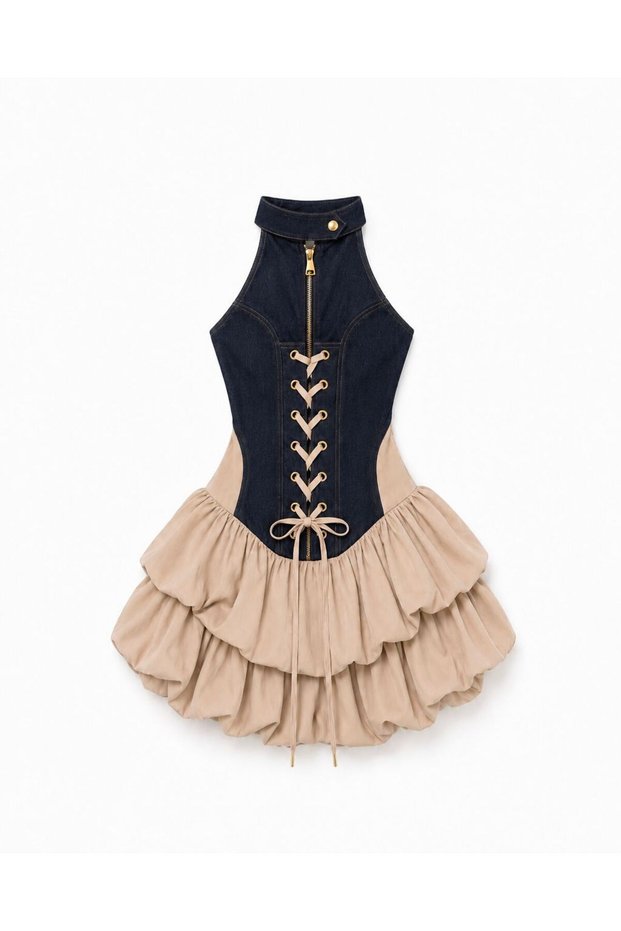 Women's Daria Modern Silhouette Contrast Detail Mini Dress I Corset Dress Stylish, Event, Graduation, Party