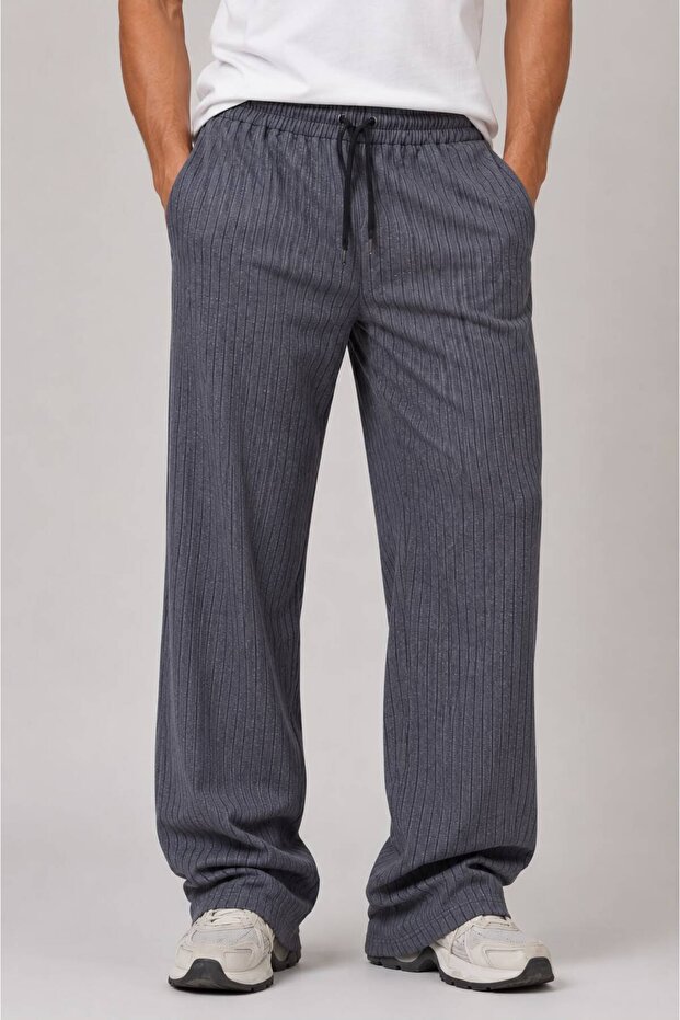 Men's Striped Waist-Tie Comfortable Cut Sweatpants