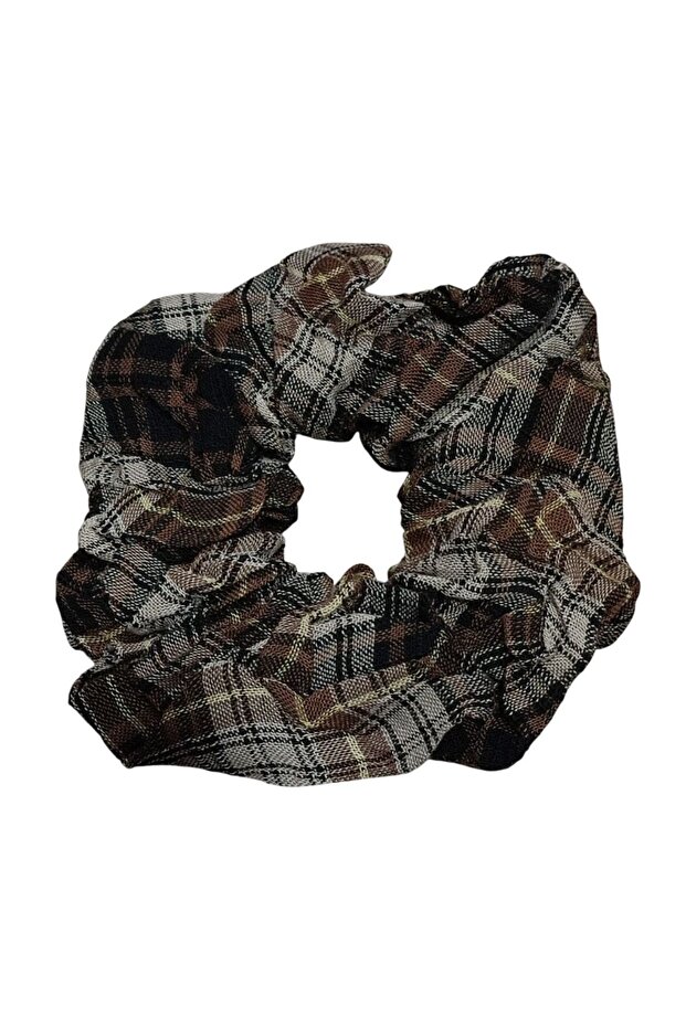 Women's Plaid Pattern Bagel Rubber Buckle Hair Clip