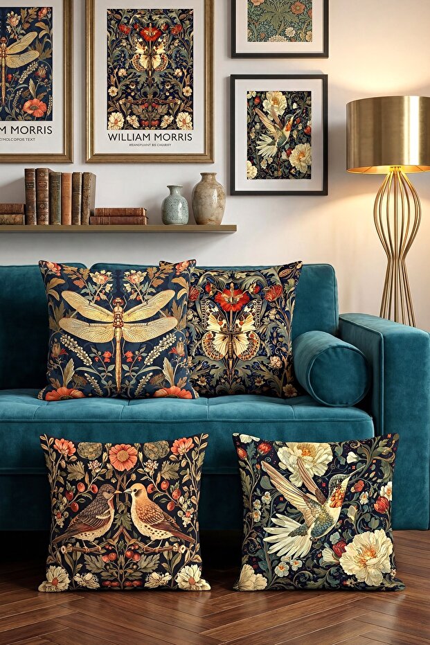 Yusufcuk and Friends Patterned 4-Piece Throw Pillow Cover Set