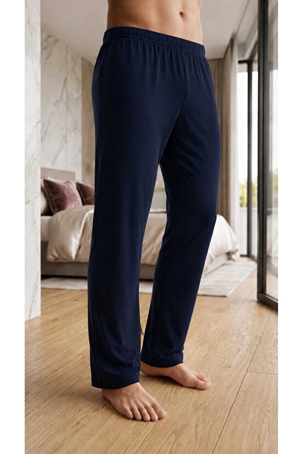 Men's Navy Blue Color Single Bottom Pajamas